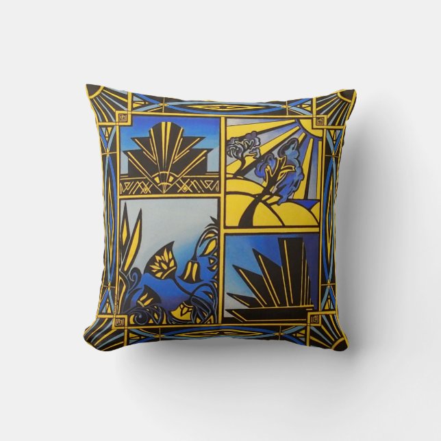 Art Deco Blue cushion (Front)