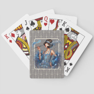 Art Deco Blue Flapper Playing Cards