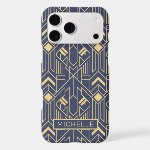 Art Deco Blue Gold Geometric Personalised Name