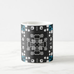 Art Deco Blue, Grey Floral Swirl Retro Abstract Coffee Mug