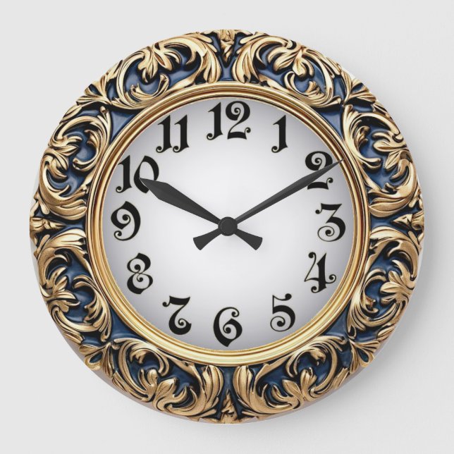 Art Deco Blue Large Clock (Front)