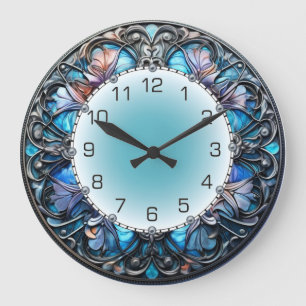 Art Deco Blue Large Clock