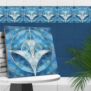Art Deco - Blue Marble & Pearl Tile
