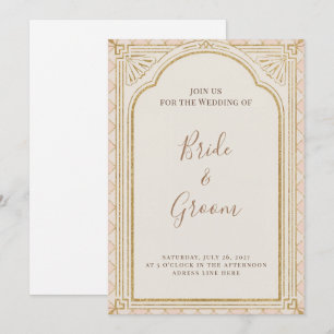 Art Deco Blush Pink Gold Arch Gatsby Elegant 1920s Invitation