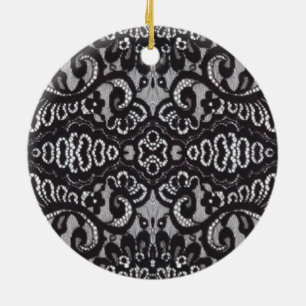Art Deco Bohemian Chic floral Gothic black lace Ceramic Tree Decoration