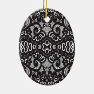 Art Deco Bohemian Chic floral Gothic black lace Ceramic Tree Decoration