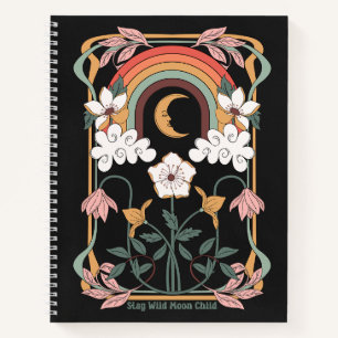 Art deco boho cottagecore Stay wild moon child Notebook