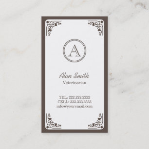 Art Deco Border Veterinarian Business Card