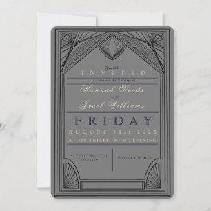 Art Deco Border Wedding Invitation