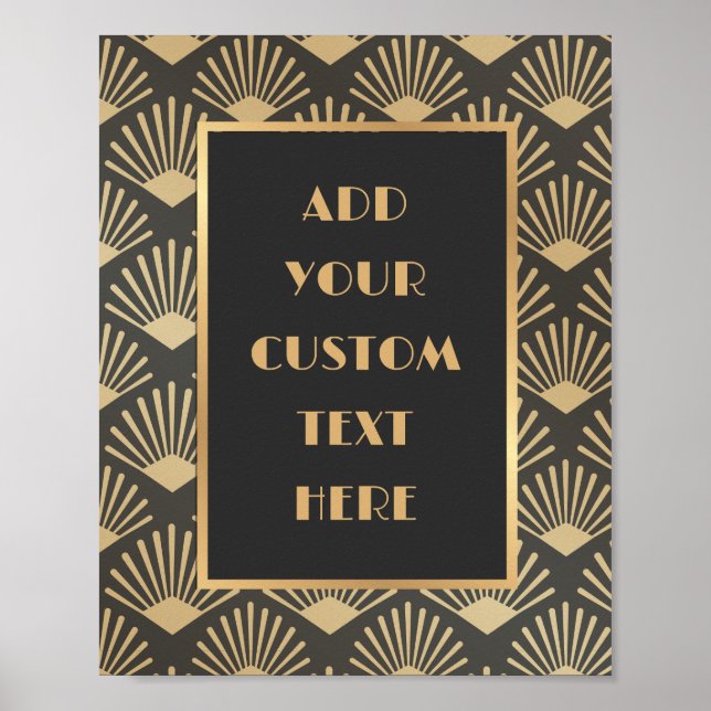Art Deco border with black and gold any text Poster (Front)