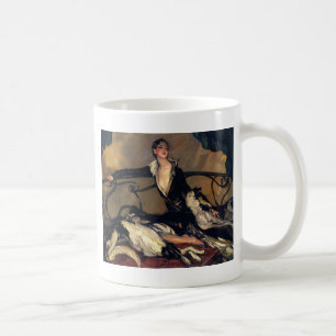Art Deco Borzoi And Lady Lounging Coffee Mug