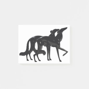 Art Deco Borzoi Duo Black Post-it Notes