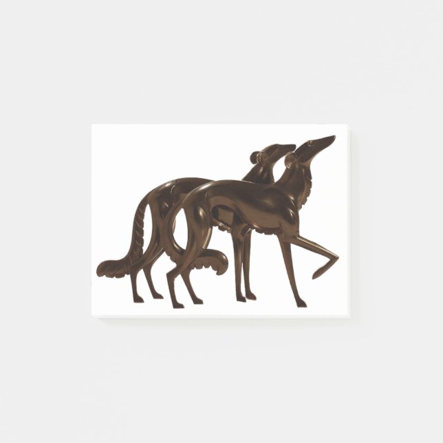 Art Deco Borzoi Duo Bronze Post-it Notes (Front)