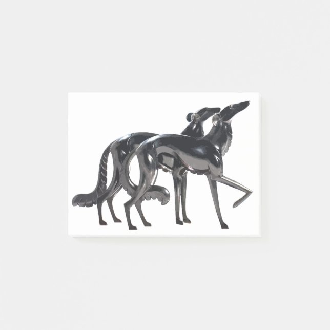 Art Deco Borzoi Duo Silver Post-it Notes (Front)
