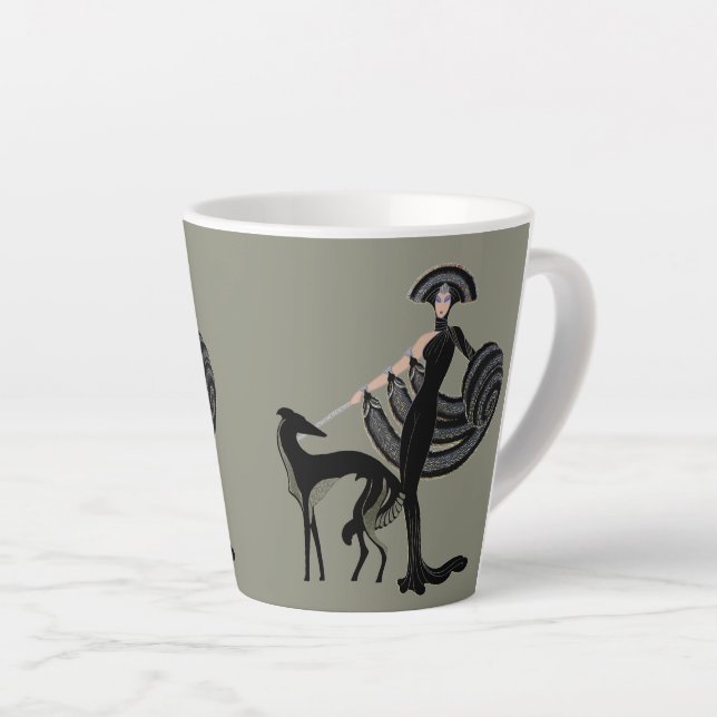 Art Deco Borzoi Latte Mug (Right Angle)