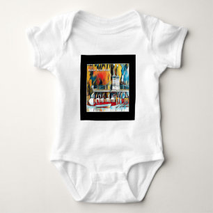 Art Deco Boston Swan Boats Baby Bodysuit