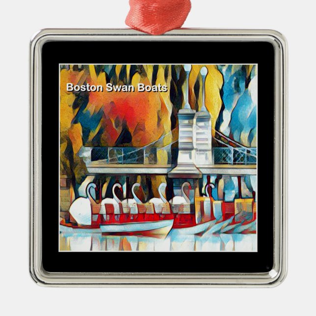 Art Deco Boston Swan Boats Metal Tree Decoration (Front)