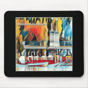 Art Deco Boston Swan Boats Mouse Mat