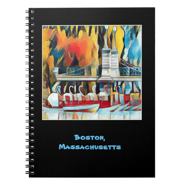 Art Deco Boston Swan Boats Notebook (Front)