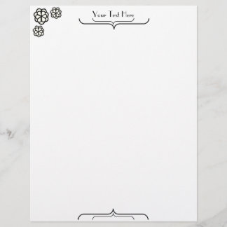 Art Deco Brace and Three Flowers  Custom Letterhead