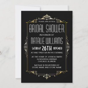 Art Deco Bridal Shower 20's Vintage Retro Invitati Invitation