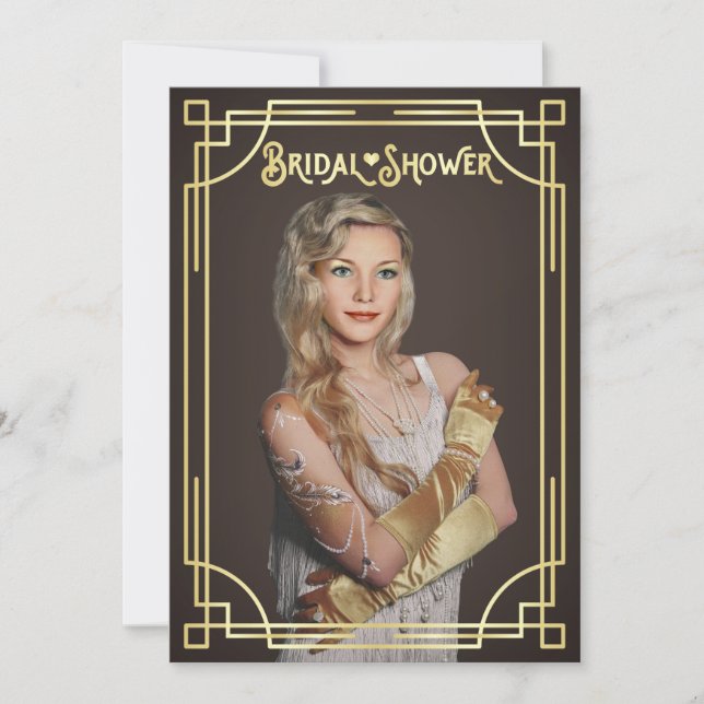 Art Deco Bridal Shower Gold Chocolate Your Photo Invitation (Front)