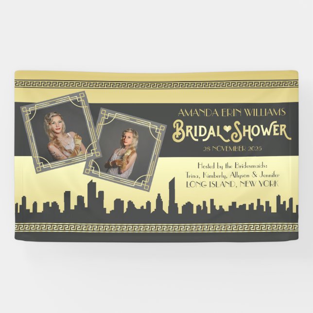 Art Deco Bridal Shower Gold Your Photos Welcome Banner (Horizontal)