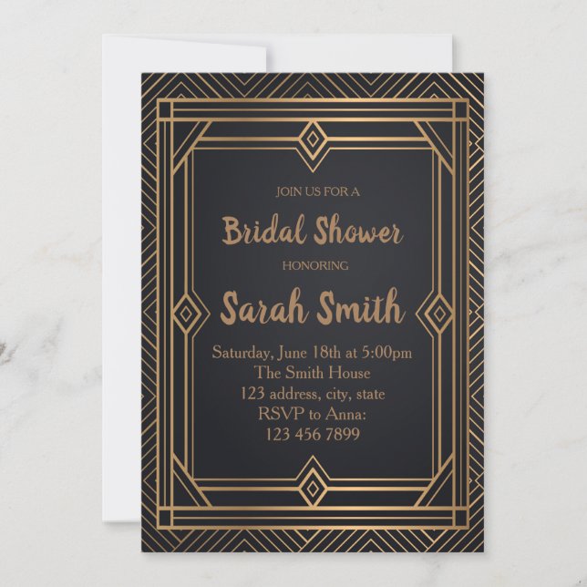 Art deco bridal shower invitation (Front)