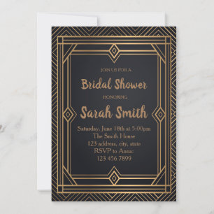 Art deco bridal shower invitation