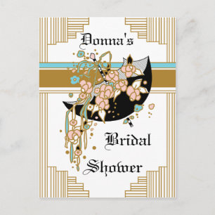 Art Deco Bridal Shower Invitation Postcard