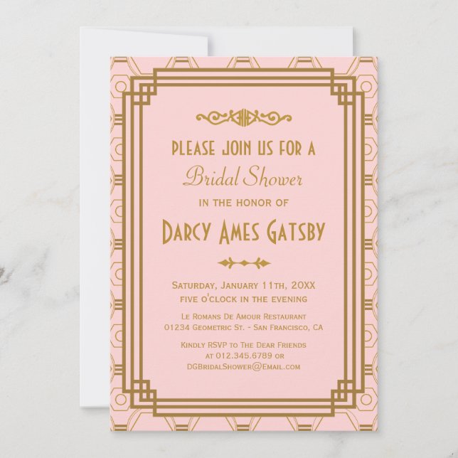 Art Deco Bridal Shower Invitations (Front)