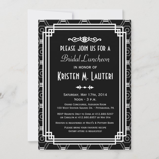 Art Deco Bridal Shower Invitations (Front)