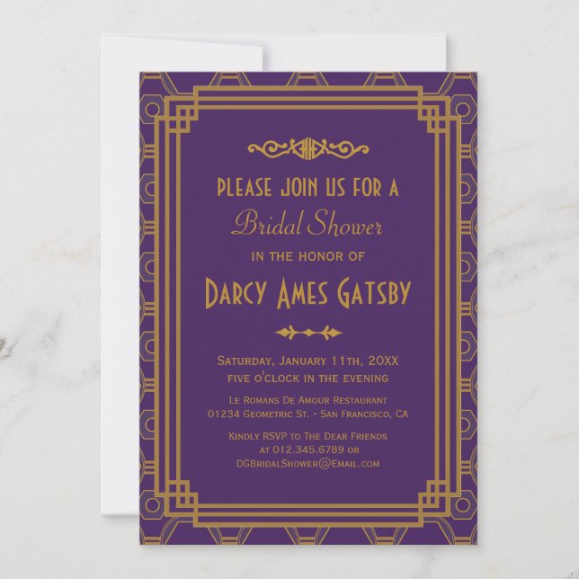 Art Deco Bridal Shower Invitations (Front)