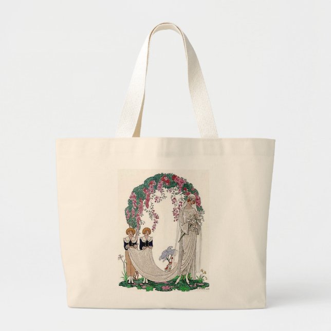 Art Deco Bride Large Tote Bag (Front)