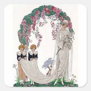 Art Deco Bride Square Sticker