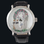 Art Deco Bride Watch<br><div class="desc">Beautiful art deco bride is under a trellis with attendants.</div>