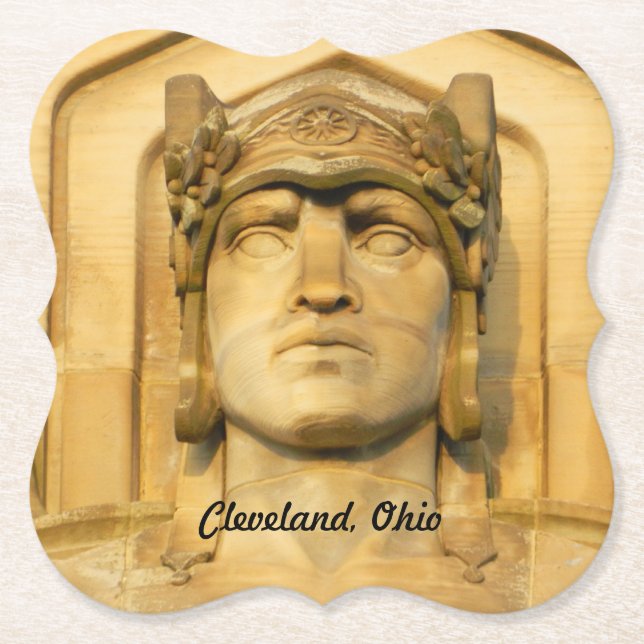 Art Deco Bridge Guardian Paper Coaster (Front)