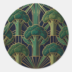 Art Deco Broccoli Pattern Classic Round Sticker