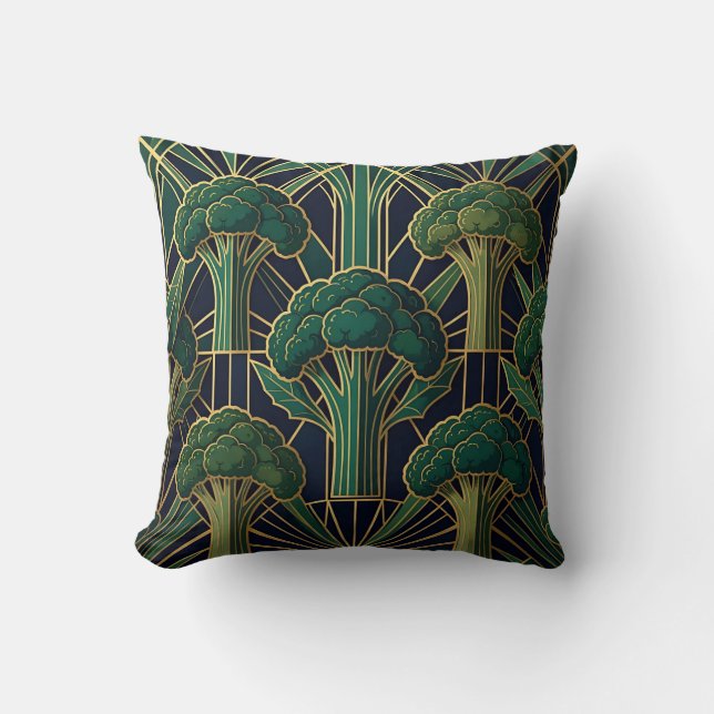 Art Deco Broccoli Pattern Cushion (Front)