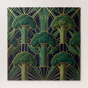Art Deco Broccoli Pattern Jigsaw Puzzle