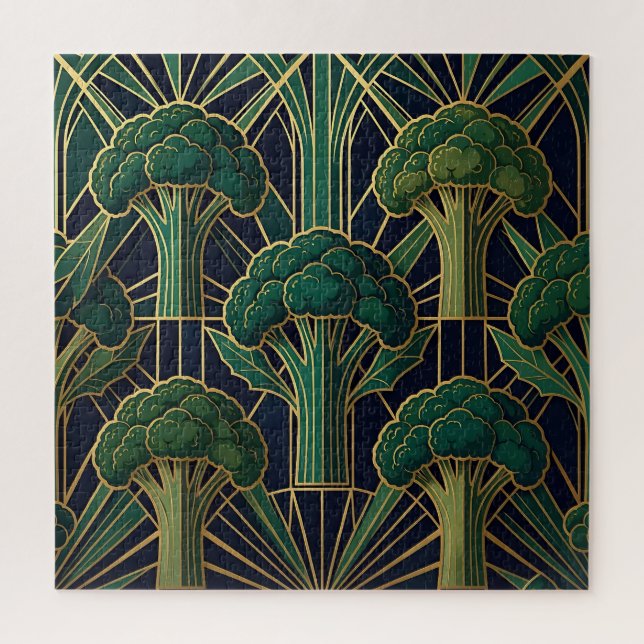 Art Deco Broccoli Pattern Jigsaw Puzzle (Vertical)