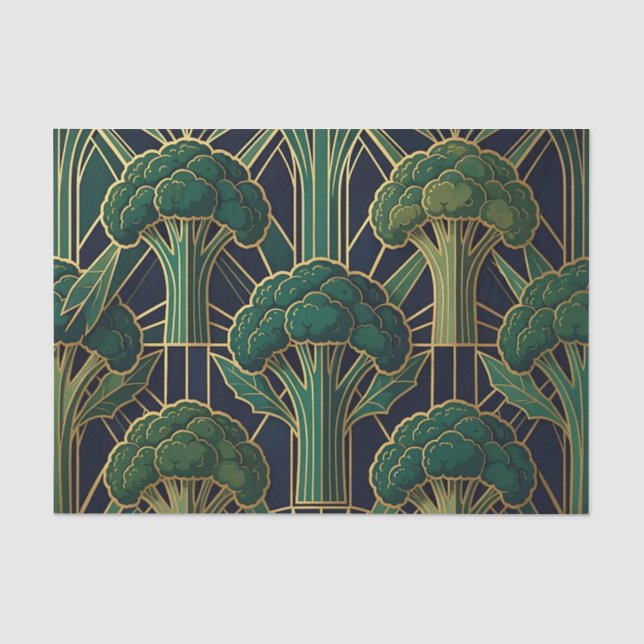 Art Deco Broccoli Pattern Tissue Paper (Front)