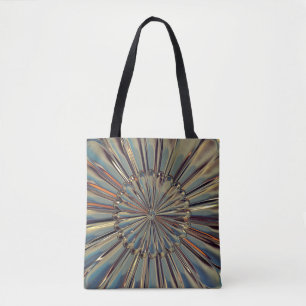 Art deco bronze metallic look flower medallion tote bag