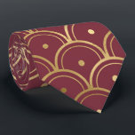art deco Burgundy gold tiled pattern Tie<br><div class="desc">art deco Burgundy gold tiled pattern neck tie</div>