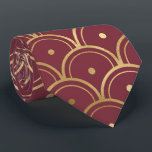 art deco Burgundy gold tiled pattern Tie<br><div class="desc">art deco Burgundy gold tiled pattern neck tie</div>