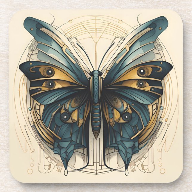Art Deco Butterfly Coaster Set (Front)