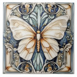 Art Deco Butterfly Nouveau Ceramic Tile<br><div class="desc">The Art Deco Butterfly Nouveau Ceramic Tile is a stunning and elegant piece of art that combines the essence of Art Deco and Art Nouveau styles. This exquisite ceramic tile showcases a harmonious blend of geometric patterns and organic, flowing lines, capturing the essence of nature and modernity in one cohesive...</div>