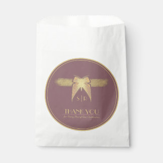 Art Deco Butterfly Pink Gold "Thank You" Wedding Favour Bags
