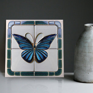 Art Deco Butterfly Wall Decor Art Nouveau Ceramic Tile