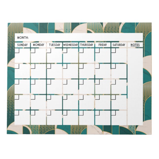 Art Deco Calendar Notepad (Front)